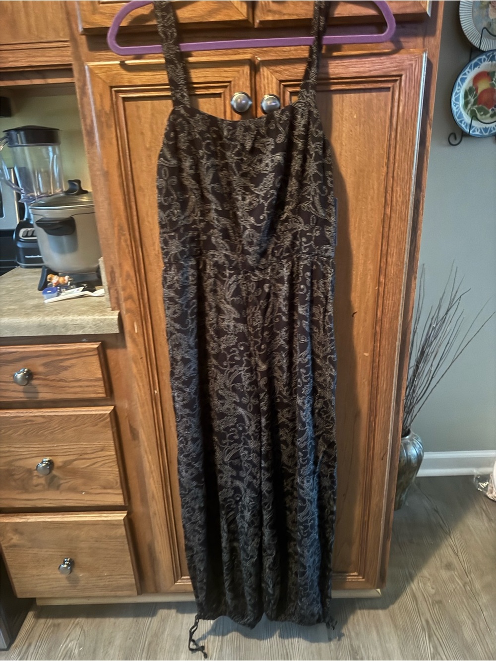 Universal Thread Black Floral Maxi Dress with Subtle Print